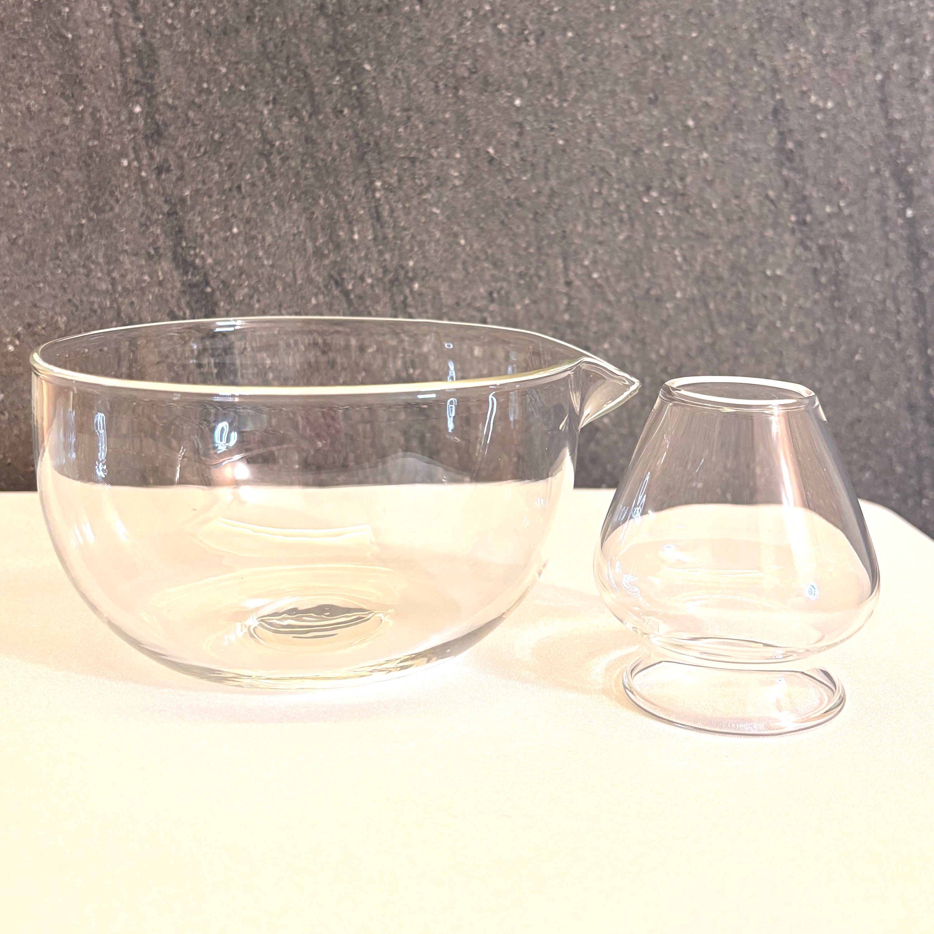 Glass Chawan with Spout 2-piece Set